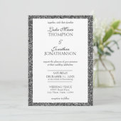 Elegante zilveren sprankeling moderne bruiloft uit aankondiging (Staand voorkant)