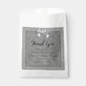 Elegante zilveren & stijlvolle glitter bruiloft bedankzakje (Voorkant)