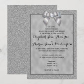 Elegante zilveren & stijlvolle glitter bruiloft kaart (Voorkant / Achterkant)