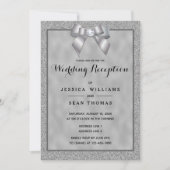 Elegante zilveren & stijlvolle glitter bruiloft re kaart (Voorkant)