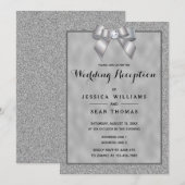 Elegante zilveren & stijlvolle glitter bruiloft re kaart (Voorkant / Achterkant)