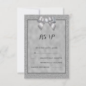 Elegante zilveren & stijlvolle glitter bruiloft RSVP kaartje (Voorkant)