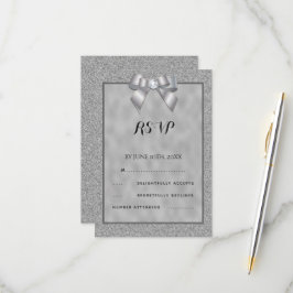 Elegante zilveren & stijlvolle glitter bruiloft RSVP kaartje
