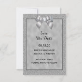 Elegante zilveren & stijlvolle glitter bruiloft save the date (Voorkant)