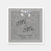 Elegante zilveren & stijlvolle glitter bruiloft servet (Voorkant)