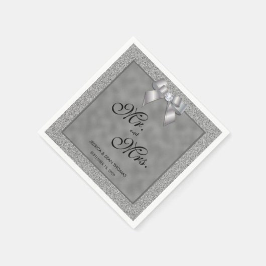 Elegante zilveren & stijlvolle glitter bruiloft servet (Hoek)