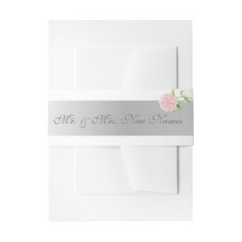 Elegante zilveren strepen en roze hortensia's brui uitnodigingen wikkel