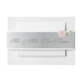 Elegante zilveren strepen en roze hortensia's brui uitnodigingen wikkel (Voorkant Voorbeeld)