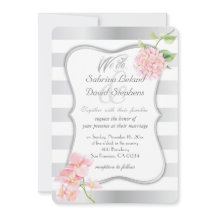 Elegante zilveren strepen en roze hortensia's