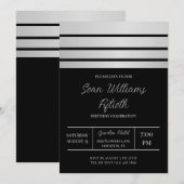 Elegante zilveren strepen mannelijke verjaardag kaart (Voorkant / Achterkant)