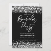 Elegante zilveren String Lights vrijgezellenfeest Kaart (Voorkant)