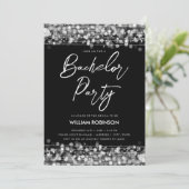 Elegante zilveren String Lights vrijgezellenfeest Kaart (Staand voorkant)