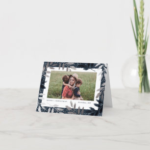 Elegante zilveren takken 3 foto kerst feestdagen kaart