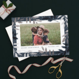 Elegante zilveren takken 3 foto kerst feestdagenkaart