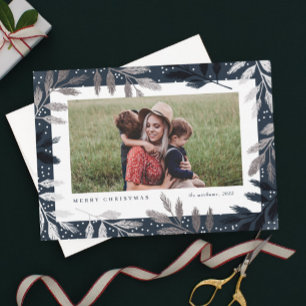 Elegante zilveren takken foto kerst Kaarten