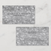 Elegante zilveren tinten Glitter & Sparkles Visitekaartje (Voorkant / Achterkant)