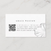 Elegante Zilveren Tropische Hibiscus Bloem QR Code Visitekaartje (Achterkant)