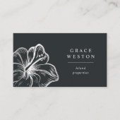 Elegante Zilveren Tropische Hibiscus Bloem QR Code Visitekaartje (Voorkant)