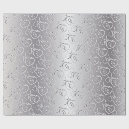 Elegante Zilveren Trouwbanden in Harten Cadeaupapier (Vlak)