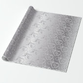 Elegante Zilveren Trouwbanden in Harten Cadeaupapier (Uitgerold)