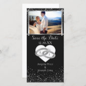 Elegante zilveren trouwringen | Save the Date Hear (Voorkant / Achterkant)