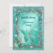 Elegante zilveren turquoise sieraden mis 15e verja kaart (Voorkant)