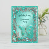 Elegante zilveren turquoise sieraden mis 15e verja kaart (Staand voorkant)