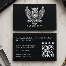 Elegante Zilveren Uil Kapperszaak Qr Code Haar Pro