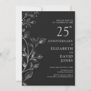 Elegante zilveren uitnodiging voor 25-jarig huweli