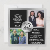 Elegante zilveren uitnodigingen voor 25-jarig jubi (Voorkant)