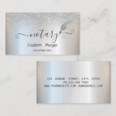 Elegante zilveren veren veer notaris zilveren glit visitekaartje (Voorkant / Achterkant)