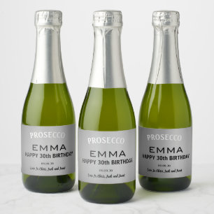 Elegante zilveren verjaardag huwelijksjubileum min sparkling wijnetiket