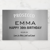 Elegante zilveren verjaardag huwelijksjubileum min sparkling wijnetiket (Enkel label)