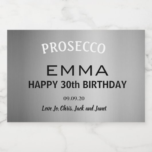 Elegante zilveren verjaardag huwelijksjubileum min sparkling wijnetiket (Enkel label)