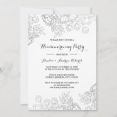 Elegante zilveren Vintage Bloemen Housewarming Par Kaart (Voorkant)