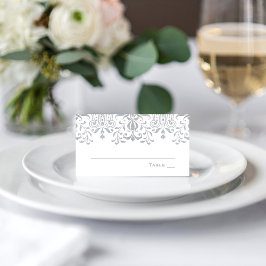 Elegante zilveren vintage glamour bruiloft plaatskaartje