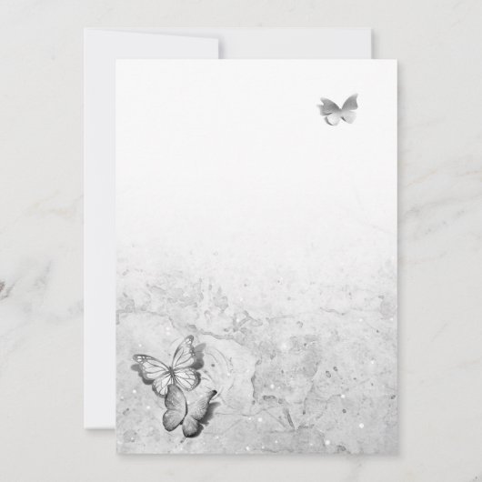 Elegante zilveren vlinder Spaanse Quinceanera Kaart (Achterkant)