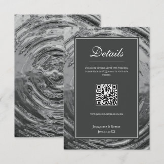 Elegante Zilveren Vloeibare Chroom Water Bruiloft Informatiekaartje