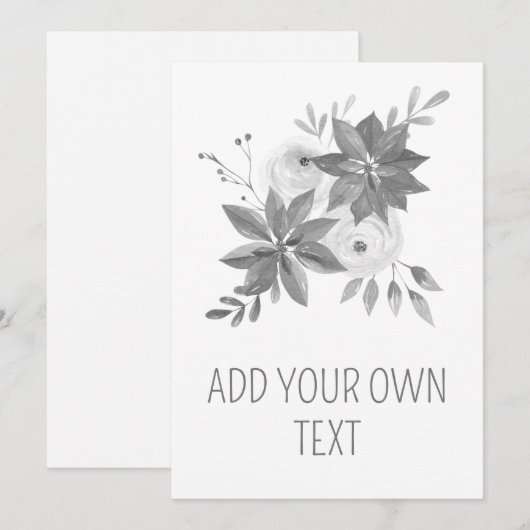 Elegante zilveren waterverf persoonlijke uitnodigi kaart (Voorkant / Achterkant)