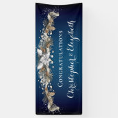 Elegante Zilveren Winter Bloemen Felicitaties Spandoek (Verticaal)