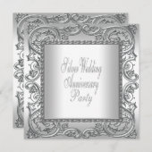 Elegante Zilveren Witte 25e Verjaardagsfeest Kaart (Voorkant / Achterkant)