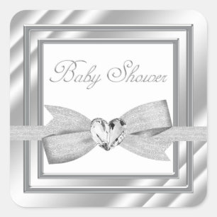 Elegante zilveren witte Baby showers Stickers