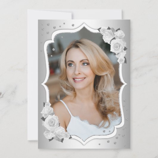 Elegante zilveren witte foto 50e verjaardag kaart (Achterkant)