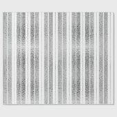 Elegante zilveren witte gestreepte Kerstvakantie Cadeaupapier (Vlak)