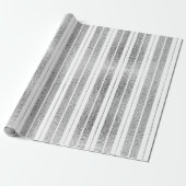 Elegante zilveren witte gestreepte Kerstvakantie Cadeaupapier (Uitgerold)