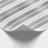 Elegante zilveren witte gestreepte Kerstvakantie Cadeaupapier (Hoek)