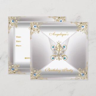 Elegante zilveren witte gouden blauwe juweel verja kaart