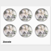 Elegante zilveren & witte kerst poinsettia ronde sticker (Vel)