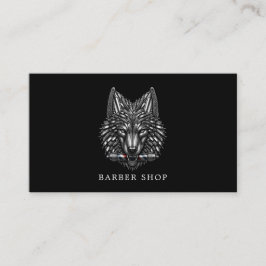 Elegante Zilveren Wolf Kapperszaak Qr Code Haar Pr Visitekaartje