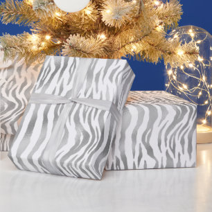 Elegante zilveren zebra strepen cadeaupapier